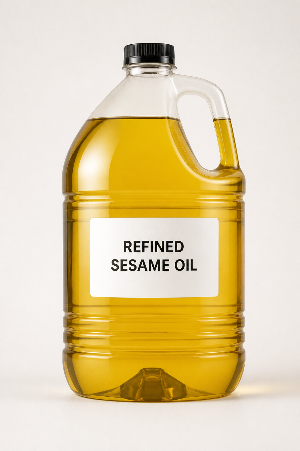 Bulk container of golden refined sesame oil